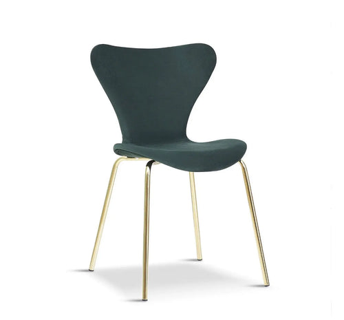 Modern Velvet Green Stackable Dining Chair with Gold legs x 2 House of Fleur