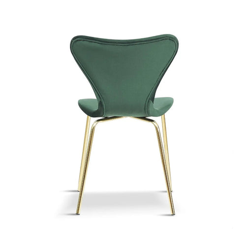 Modern Velvet Green Stackable Dining Chair with Gold legs x 2 House of Fleur