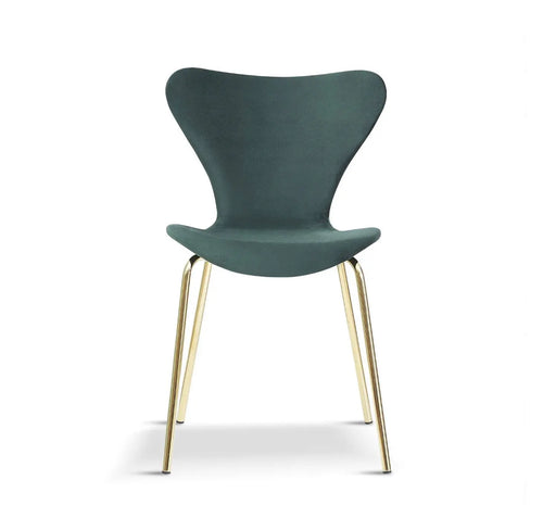 Modern Velvet Green Stackable Dining Chair with Gold legs x 2 House of Fleur