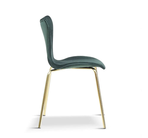 Modern Velvet Green Stackable Dining Chair with Gold legs x 2 House of Fleur