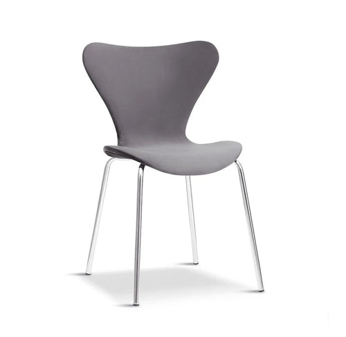 Modern Velvet Grey Stackable Dining Chair with Sliver legs x 2 House of Fleur