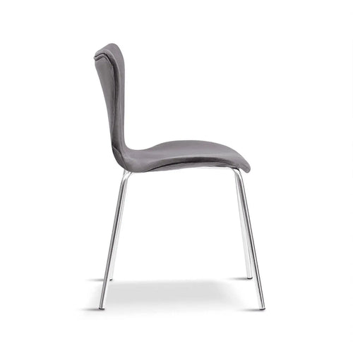 Modern Velvet Grey Stackable Dining Chair with Sliver legs x 2 House of Fleur