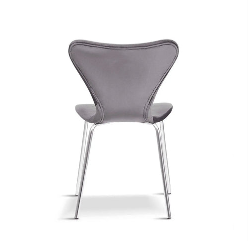 Modern Velvet Grey Stackable Dining Chair with Sliver legs x 2 House of Fleur