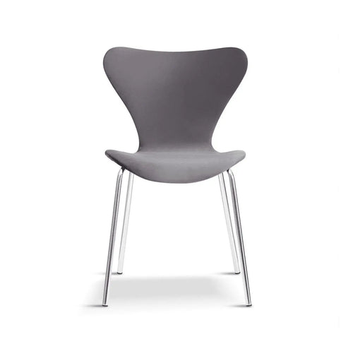 Modern Velvet Grey Stackable Dining Chair with Sliver legs x 2 House of Fleur