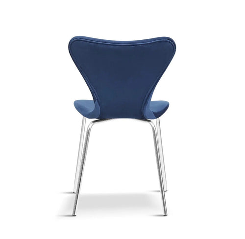 Modern Velvet Navy Blue Stackable Dining Chair with Sliver legs x 2 House of Fleur