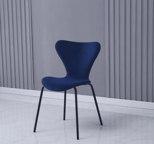 Modern Velvet Navy Blue Stackable Dining Chair x 2 House of Fleur