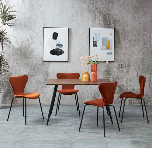 Modern Velvet Orange Stackable Dining Chair x 2 House of Fleur