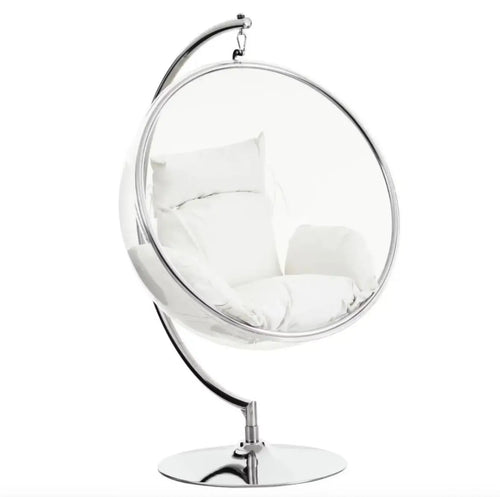 Monaco Hanging Egg Chair with Cream Cushions House of Fleur