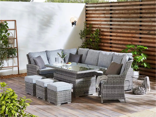 Monte Carlo Rise and Fall Outdoor Rattan Corner Sofa Set Grey House of Fleur