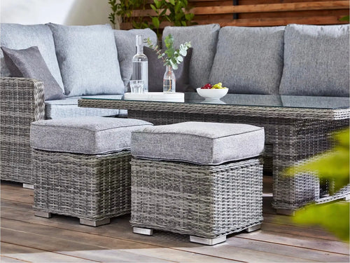 Monte Carlo Rise and Fall Outdoor Rattan Corner Sofa Set Grey House of Fleur