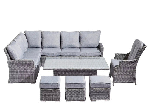 Monte Carlo Rise and Fall Outdoor Rattan Corner Sofa Set Grey House of Fleur