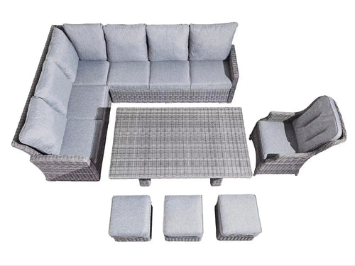 Monte Carlo Rise and Fall Outdoor Rattan Corner Sofa Set Grey House of Fleur