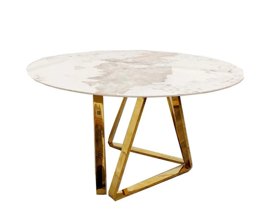 Nero Gold 1.3 Round Dining Table with Sintered Stone Top House of Fleur