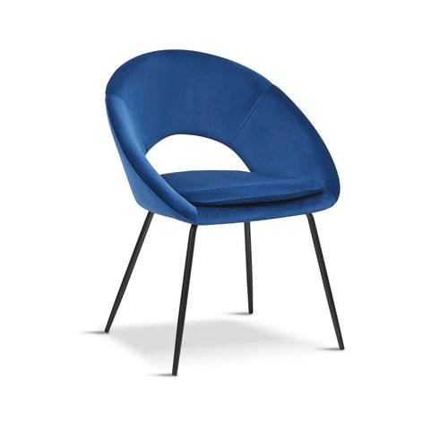 New Open Back Blue Dining Chair With black legs x 2 House of Fleur