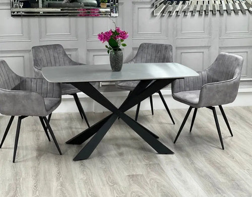 New York Grey Stone Top Dining Table 140cm House of Fleur