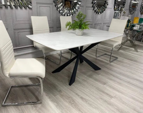 New York White Stone Top Dining Table 140cm House of Fleur