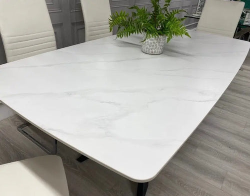 New York White Stone Top Dining Table 140cm House of Fleur