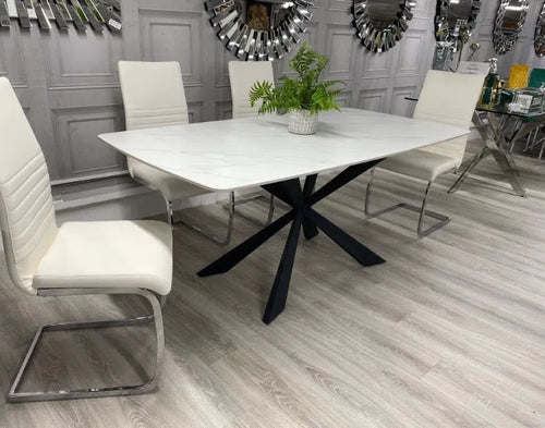 New York White Stone Top Dining Table 180cm House of Fleur