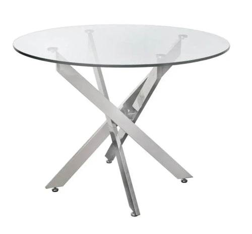 Nova Medium Chrome and Glass Round Dining Table House of Fleur