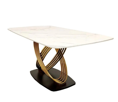 Orion Gold 1.8 Dining Table with Polar White Sintered Stone Top with 4 or 6 Astra Chairs My Store