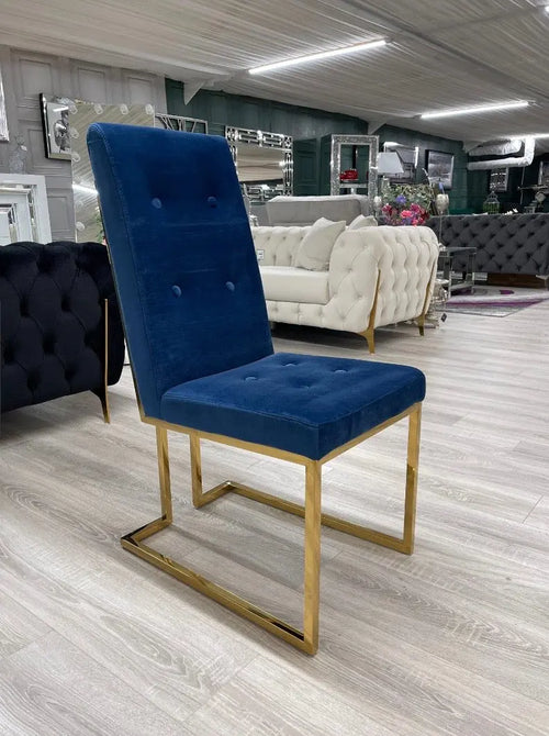 Plush Velvet Dining Chair with Gold Frame House of Fleur