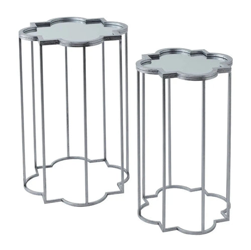 Quarter Foil Mirrored Set Of Two Side Tables Hill Interiors