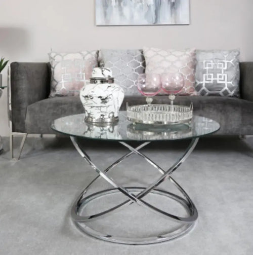 Rizzo Chrome Coffee Table House of Fleur