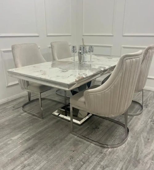 Roma 1.8 Dining Table with 4 or 6 Chelmsford Dining Chairs House of Fleur