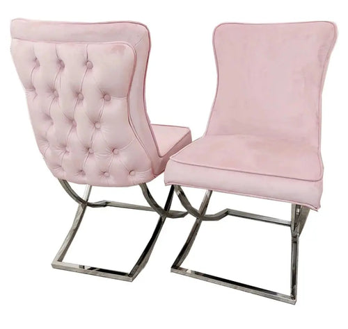 Sandhurst Dining Chair X Leg in Pink Velvet House of Fleur