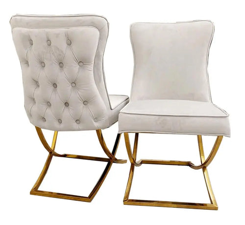 Sandhurst X Leg Dining Chair in Gold House of Fleur