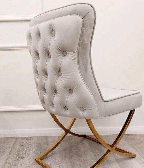 Sandhurst X Leg Dining Chair in Gold House of Fleur