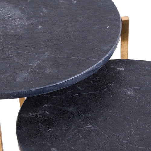 Set Of 2 Gold And Black Marble Tables Hill Interiors