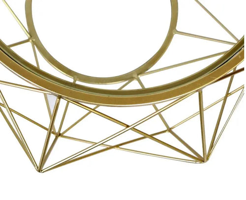 Set of 2 Gold Metal Mesh Coffee Table with Glass Top House of Fleur