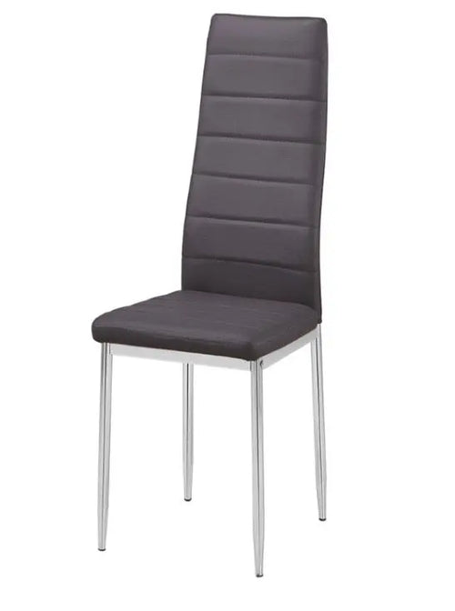 Set of 6 Dark Grey PU Leather Dining Chair with Steel Legs House of Fleur