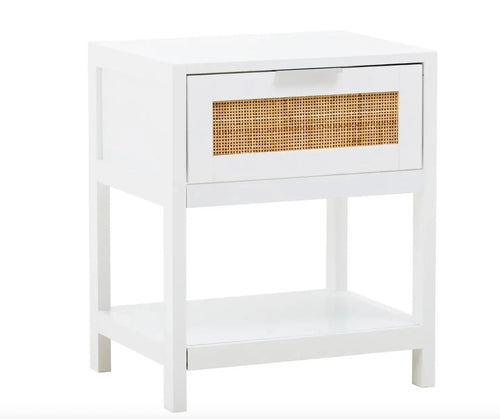 Sherman White Wood Side Table House of Fleur