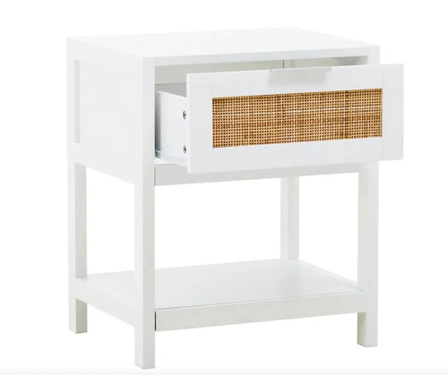 Sherman White Wood Side Table House of Fleur