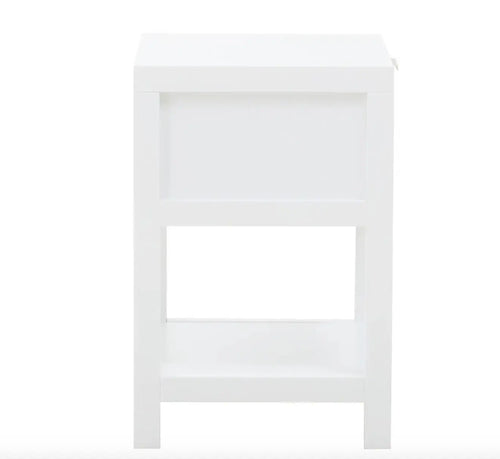 Sherman White Wood Side Table House of Fleur