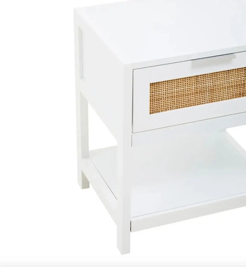 Sherman White Wood Side Table House of Fleur