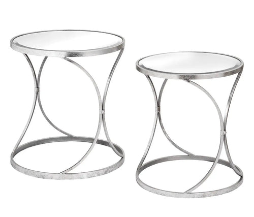 Silver Curved Design Set Of 2 Side Tables Hill Interiors