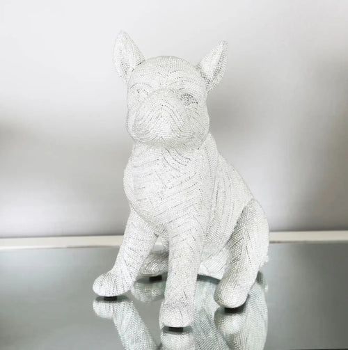 Silver Glitz Sitting French Bulldog Figurine House of Fleur