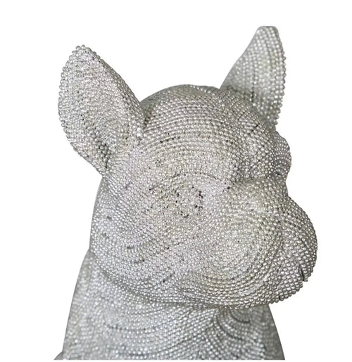 Silver Glitz Sitting French Bulldog Figurine House of Fleur