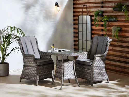 St Tropez Rattan 2 Seat Bistro Set Grey House of Fleur