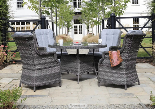 St Tropez Rattan 4 Seat Dining Set with Round Table in Grey House of Fleur