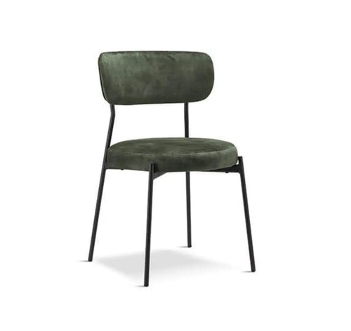 Stackable Glenn Velvet Dining Chairs- Dark Green x 2 House of Fleur