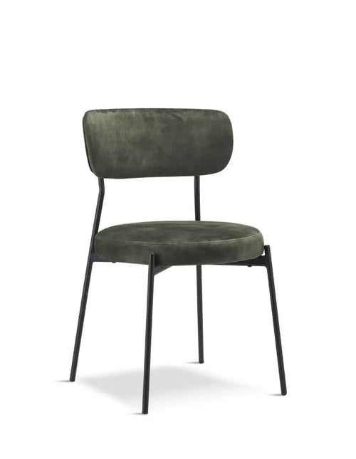 Stackable Glenn Velvet Dining Chairs- Dark Green x 2 House of Fleur