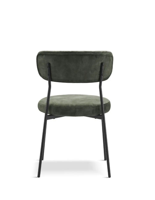 Stackable Glenn Velvet Dining Chairs- Dark Green x 2 House of Fleur