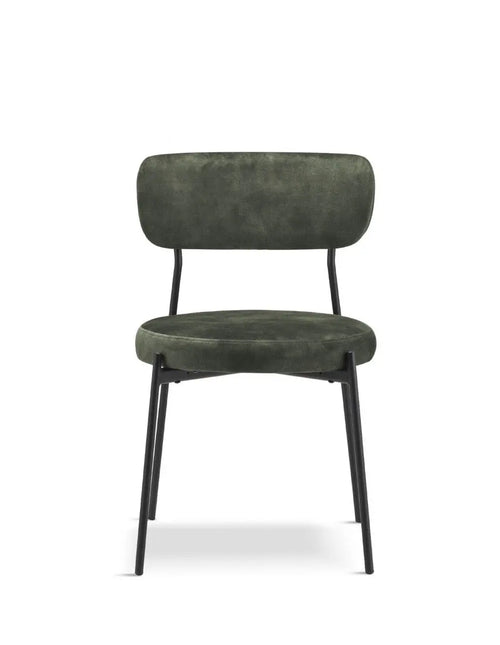 Stackable Glenn Velvet Dining Chairs- Dark Green x 2 House of Fleur