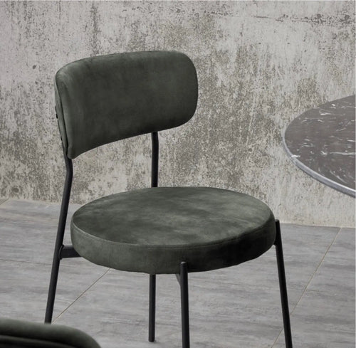 Stackable Glenn Velvet Dining Chairs- Dark Green x 2 House of Fleur