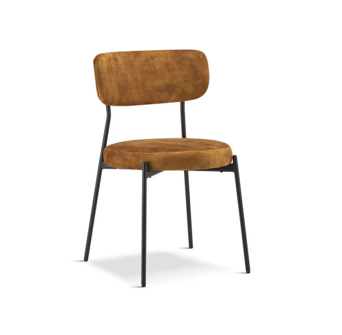 Stackable Glenn Velvet Dining Chairs- Mustard x 2 House of Fleur