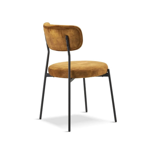 Stackable Glenn Velvet Dining Chairs- Mustard x 2 House of Fleur